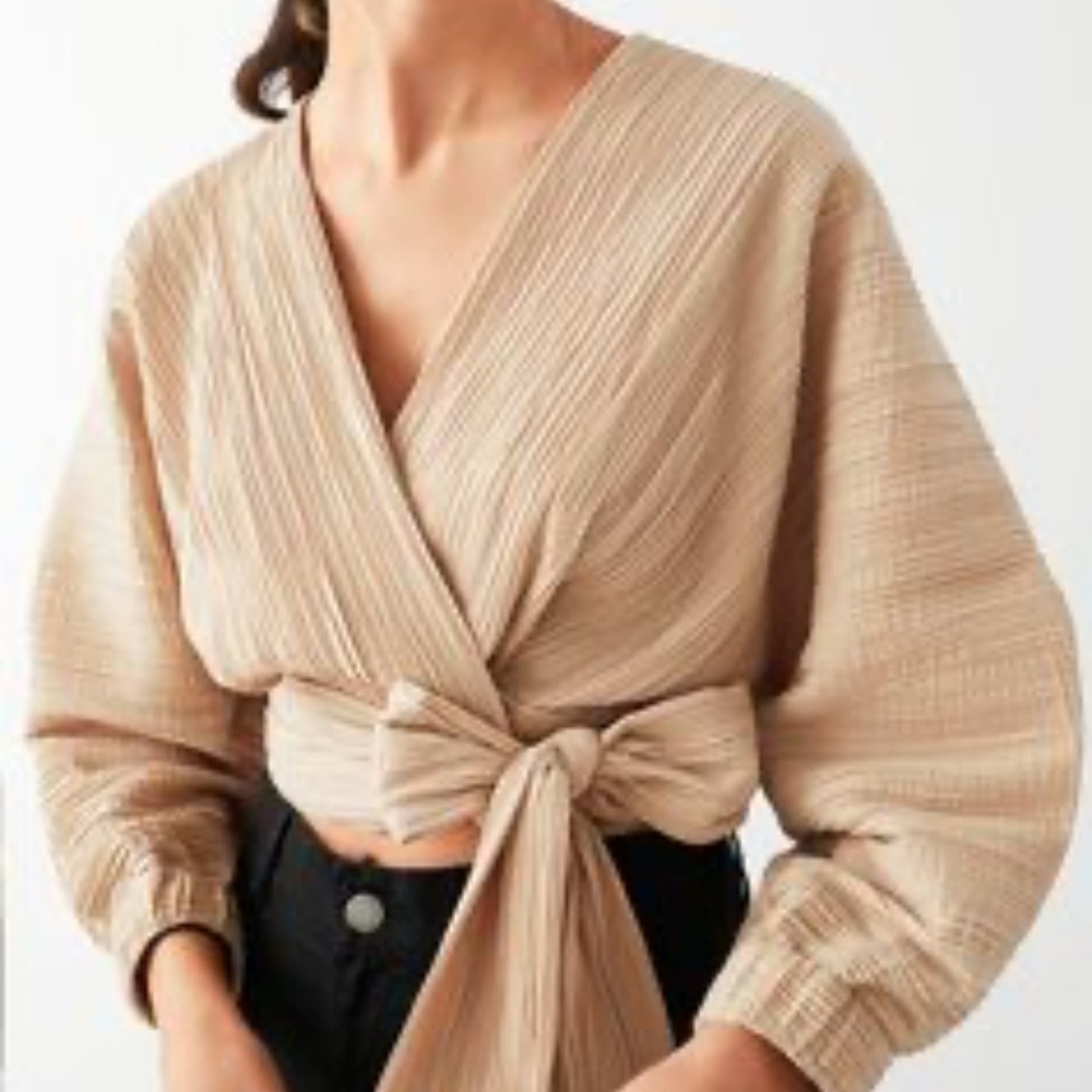 & Other Stories Plisse‎ Pleated Wrap Top XS